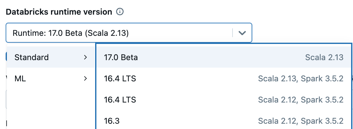 Databricks Runtime Version